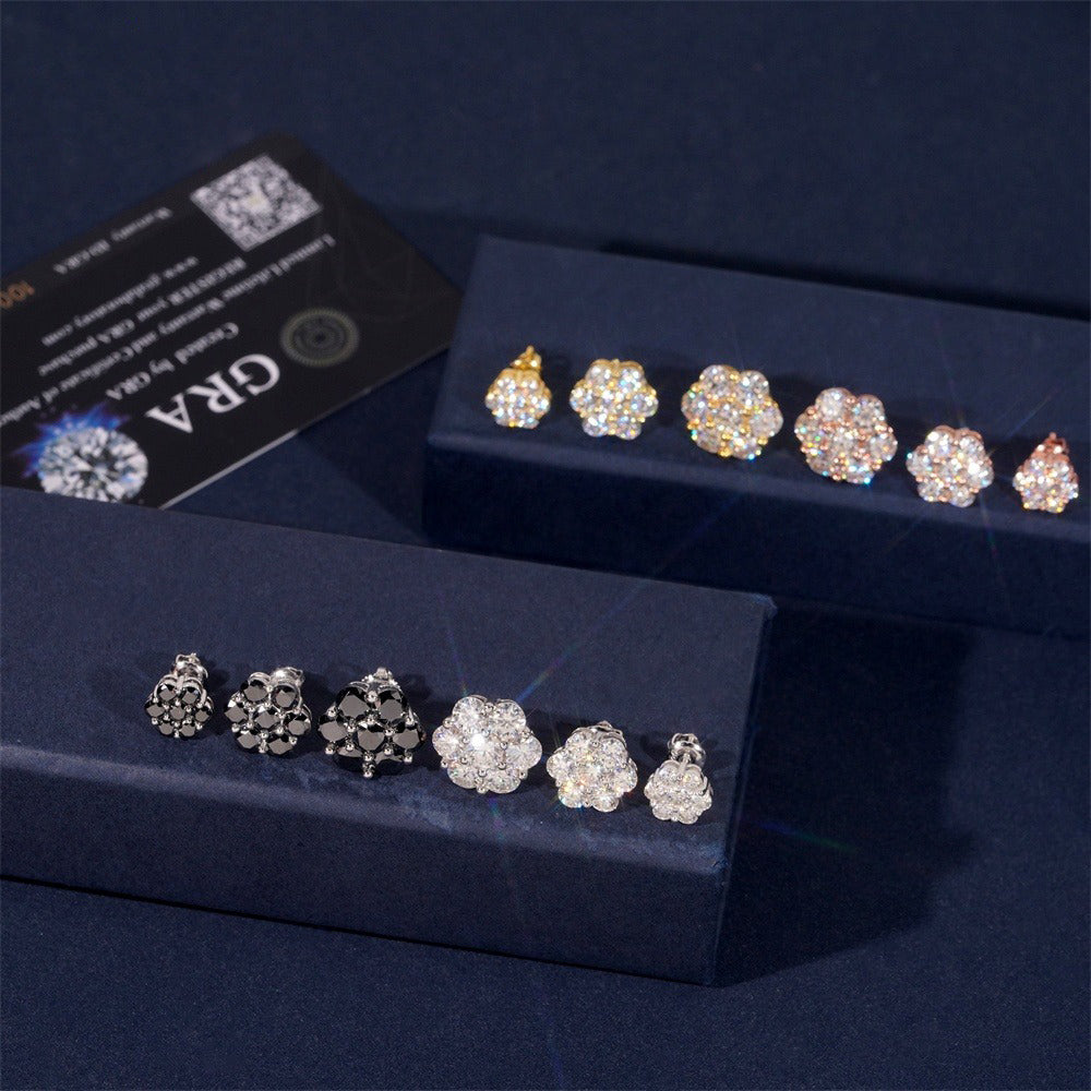 GL Hip Hop Earrings 925 Sterling Silver Moissanite Stud Earrings