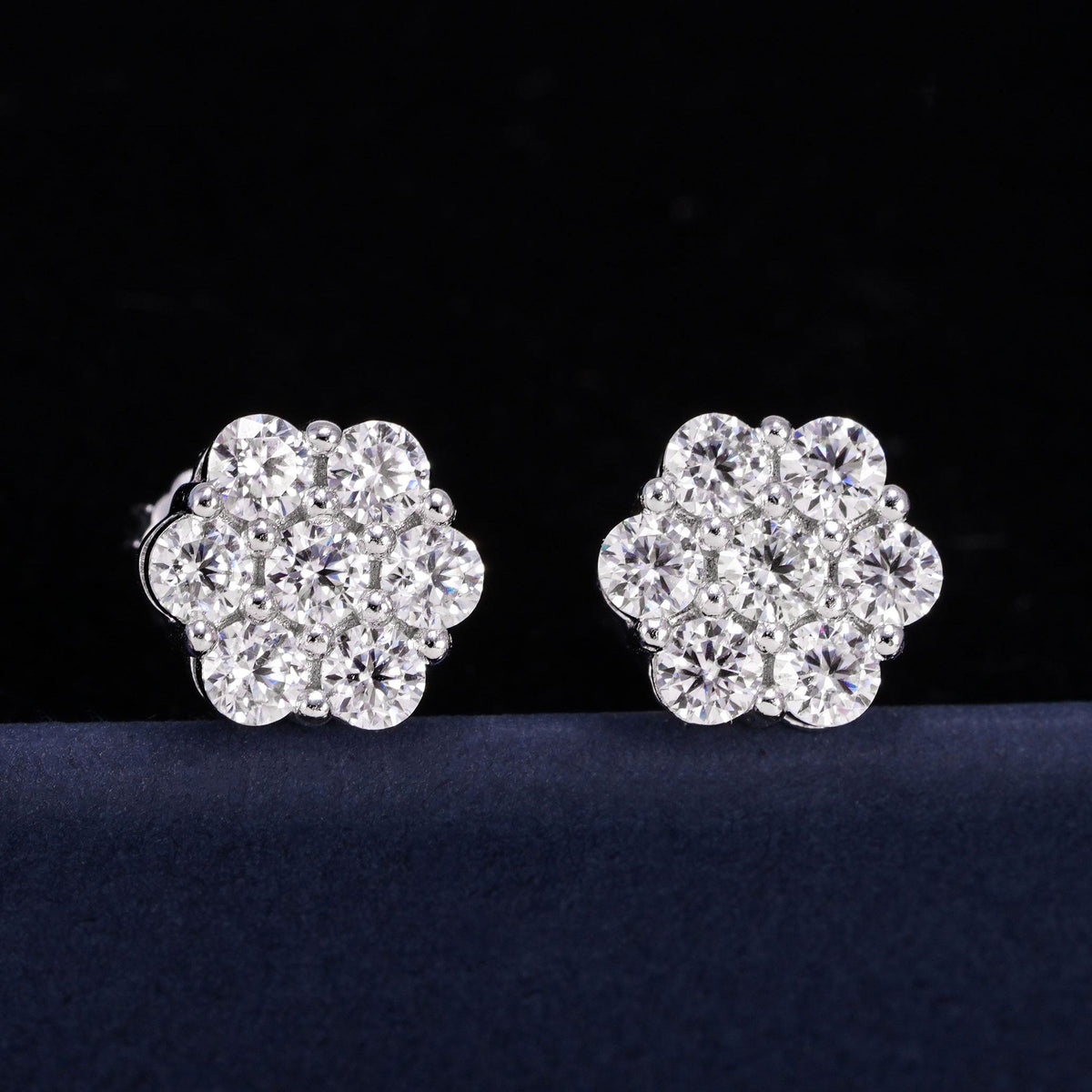 GL 925 Silver Flower Moissanite Earrings