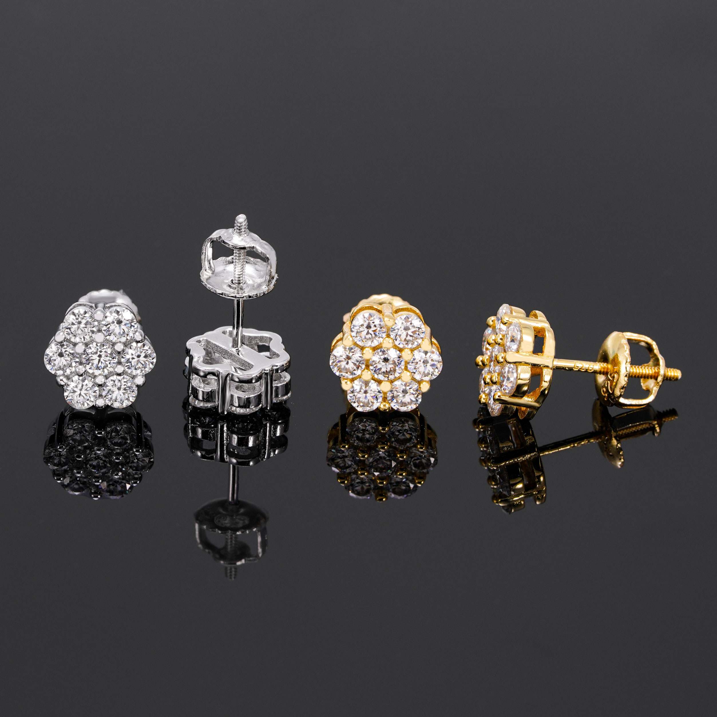 GL 925 Silver Flower Moissanite Earrings