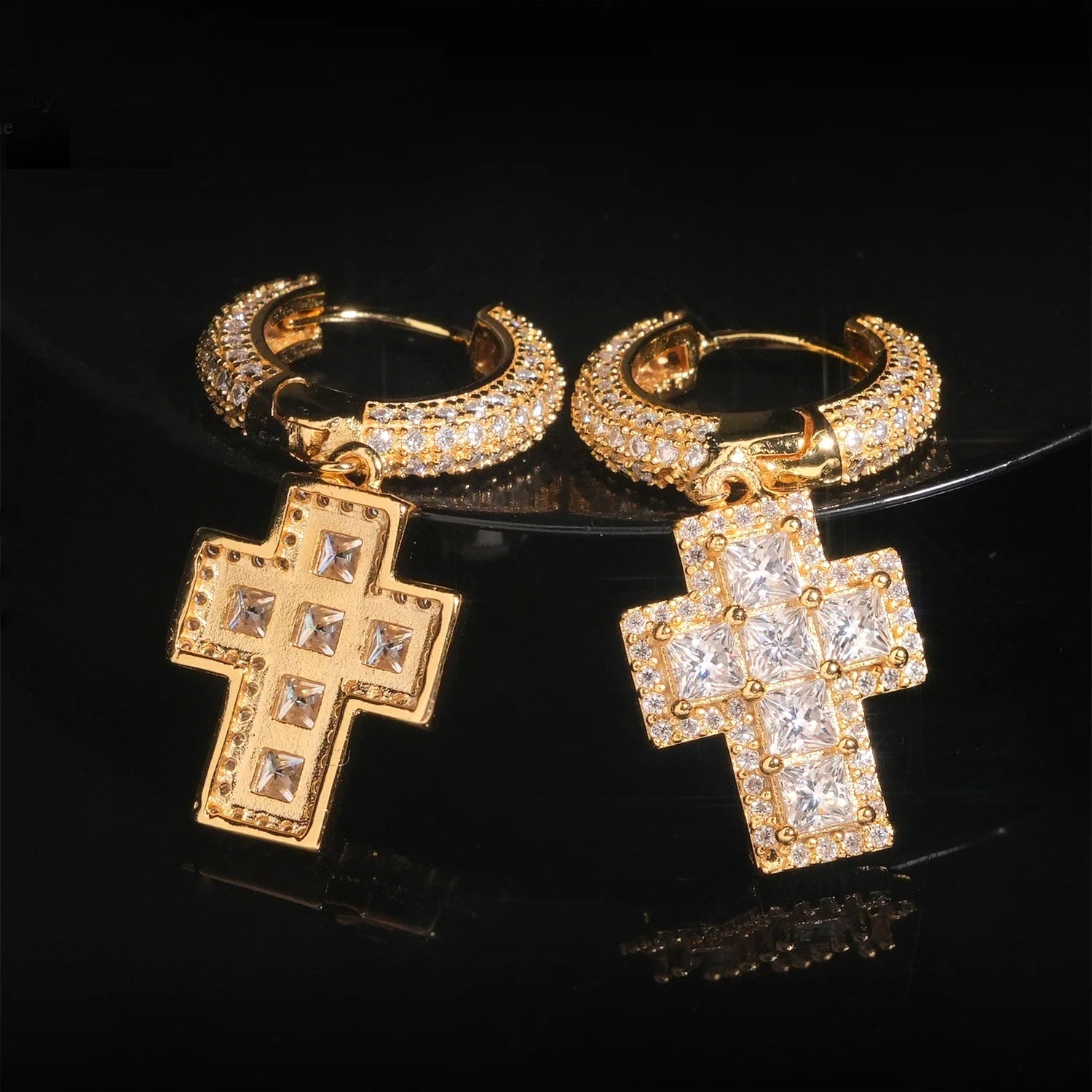 Cross Princess Cut VVS Moissanite Earrings