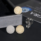 10.2MM Round Micro Pave VVS Moissanite Stud Earrings