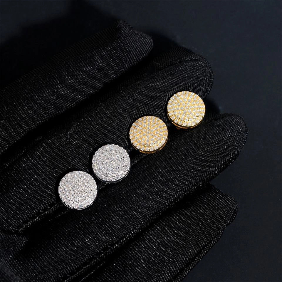 10.2MM Round Micro Pave VVS Moissanite Stud Earrings