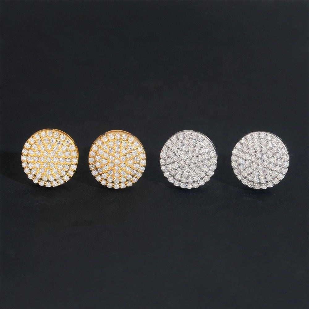 10.2MM S925 Silver Round Micro Pave VVS Moissanite Stud Earrings Main image