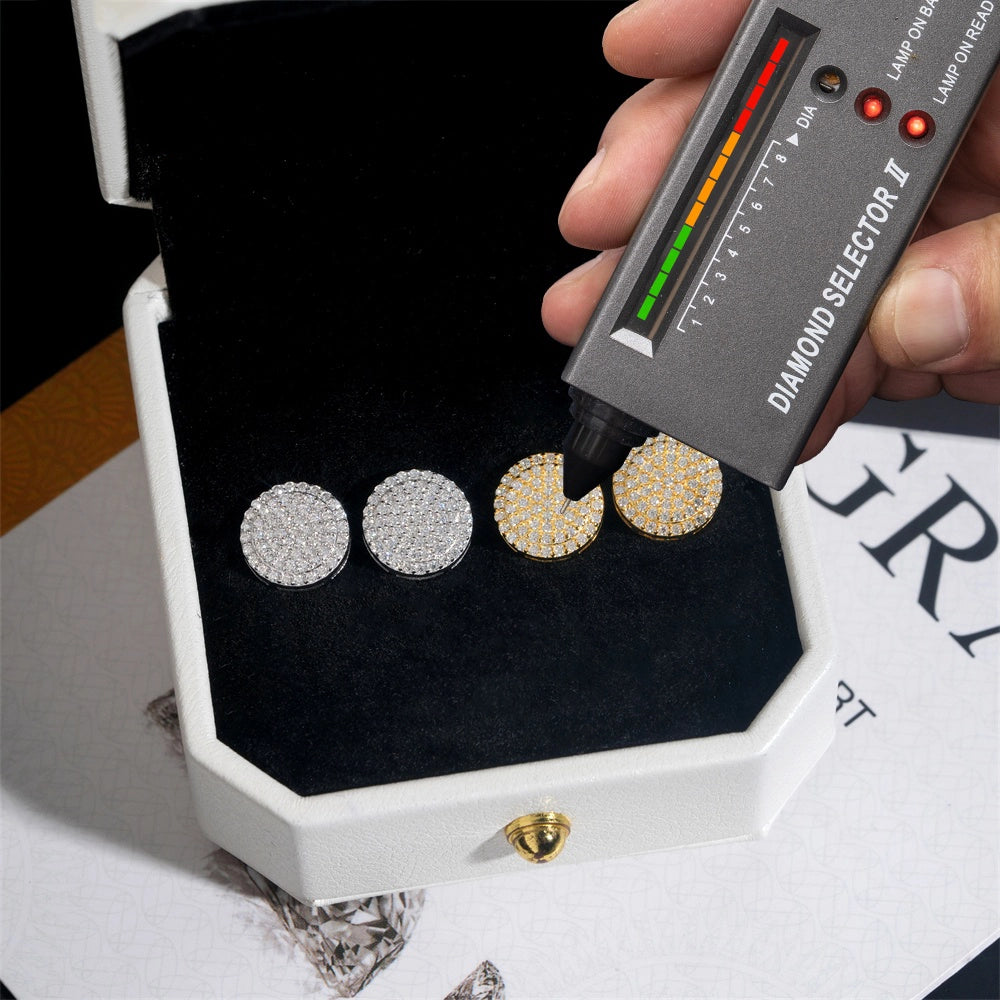 10.2MM S925 Silver Round Micro Pave VVS Moissanite Stud Earrings Secondary image