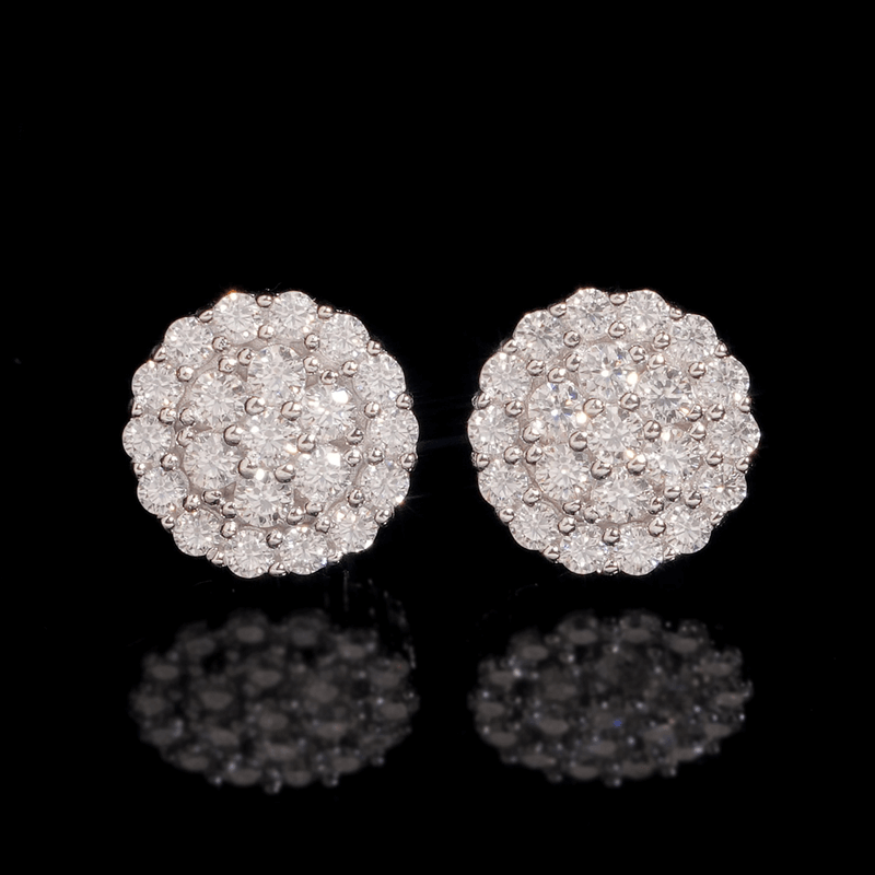 【US 3 Days Delivery】GL Fashion  Round Cut S925 Silver VVS Diamond Moissanite Classic Silver Earrings