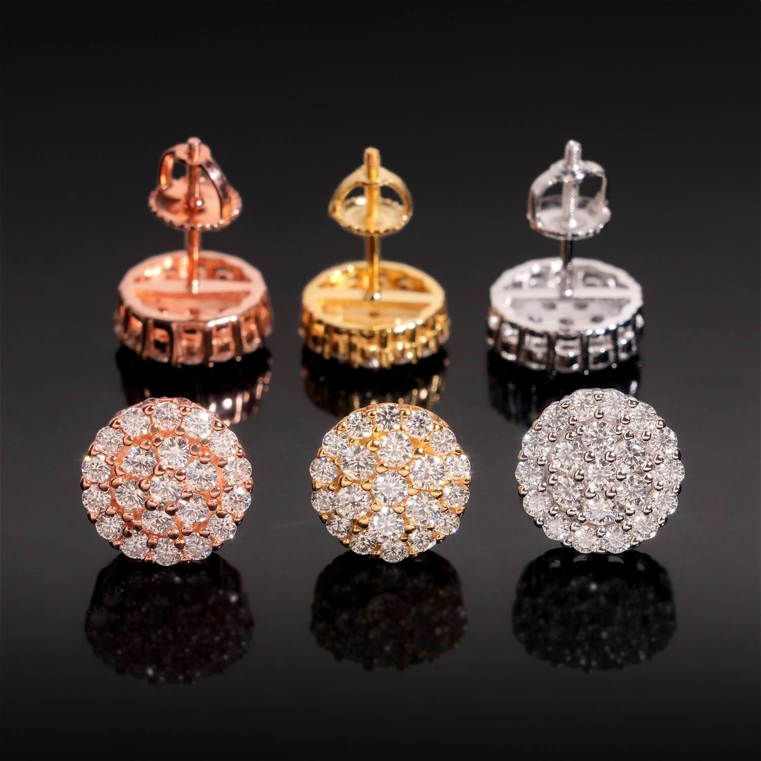 【US 3 Days Delivery】GL Fashion  Round Cut S925 Silver VVS Diamond Moissanite Classic Silver Earrings