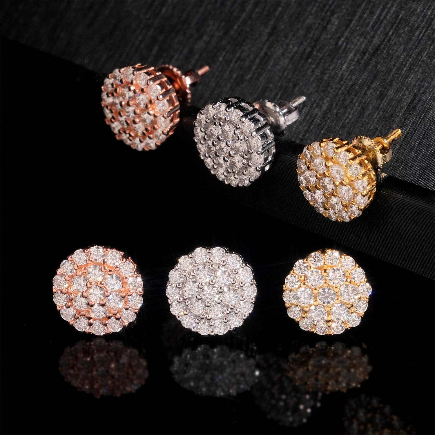 【US 3 Days Delivery】GL Fashion  Round Cut S925 Silver VVS Diamond Moissanite Classic Silver Earrings