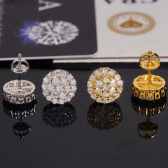 【US 3 Days Delivery】GL Fashion  Round Cut VVS Diamond Moissanite Classic Silver Earrings