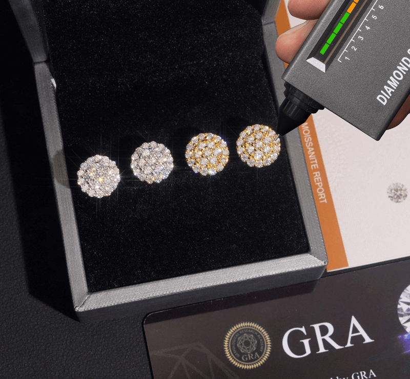 【US 3 Days Delivery】GL Fashion  Round Cut S925 Silver VVS Diamond Moissanite Classic Silver Earrings