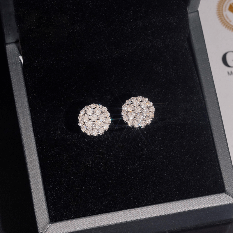 【US 3 Days Delivery】GL Fashion  Round Cut S925 Silver VVS Diamond Moissanite Classic Silver Earrings