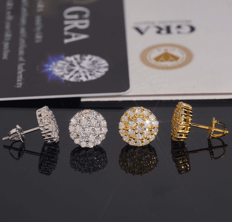 【US 3 Days Delivery】GL Fashion  Round Cut S925 Silver VVS Diamond Moissanite Classic Silver Earrings Secondary image