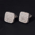 10MM Square Micro Pave VVS Moissanite Stud Earrings