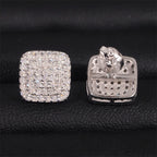 10MM Square Micro Pave VVS Moissanite Stud Earrings