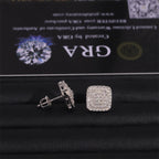 10MM Square Micro Pave VVS Moissanite Stud Earrings