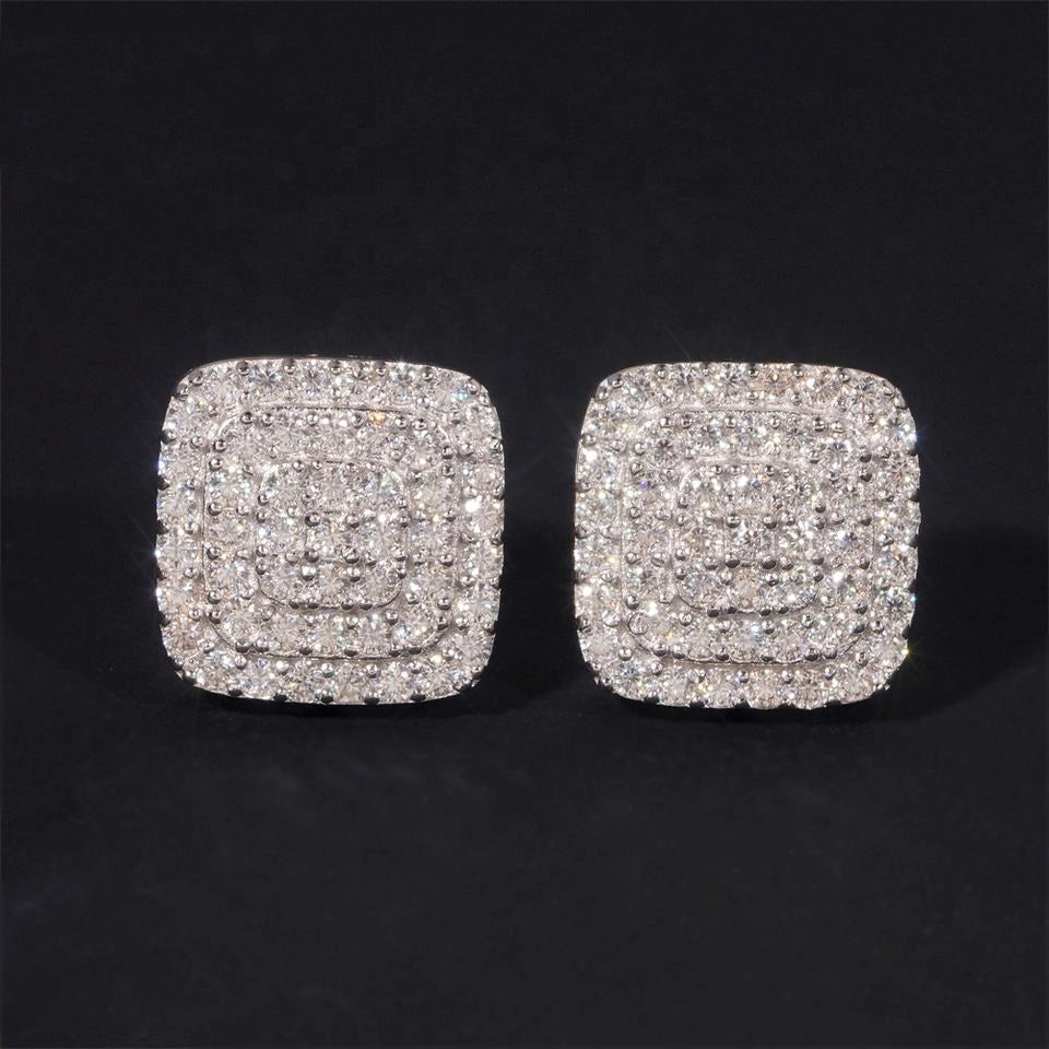 10MM S925 Silver Square Micro Pave VVS Moissanite Stud Earrings Main image