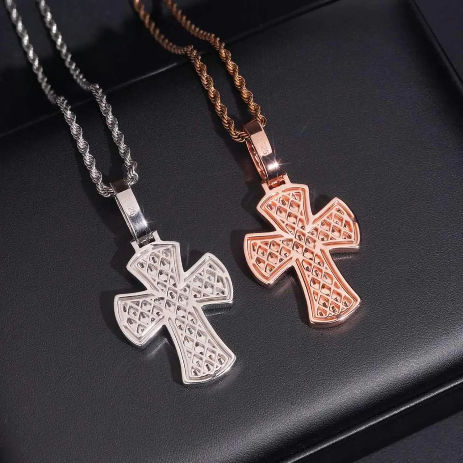 S925 Silver Micro Pave VVS Moissanite Cross Pendant