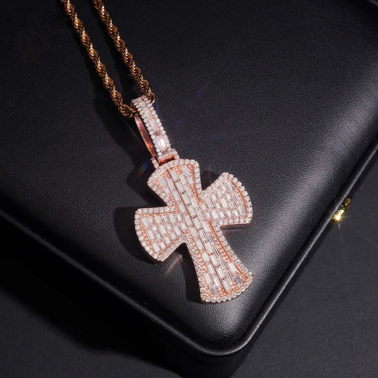 S925 Silver Micro Pave VVS Moissanite Cross Pendant