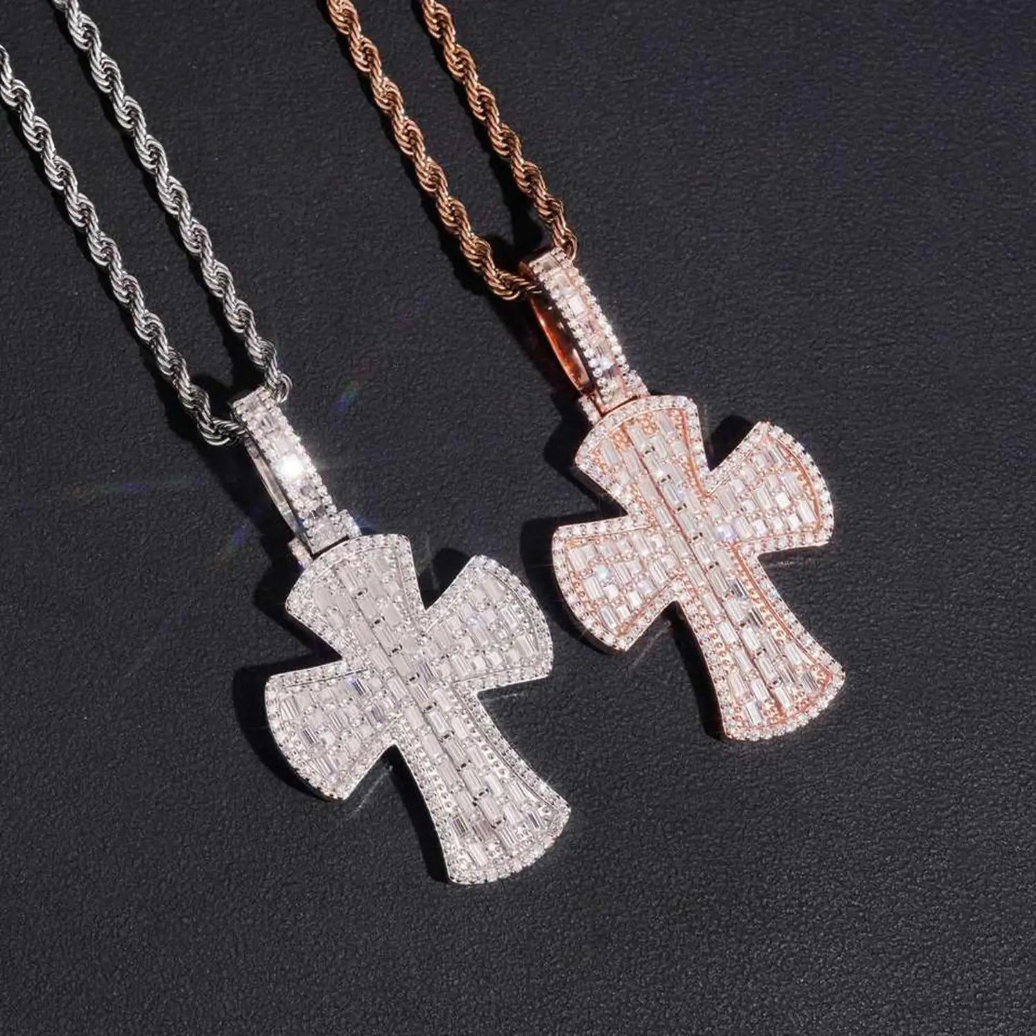 S925 Silver Micro Pave VVS Moissanite Cross Pendant