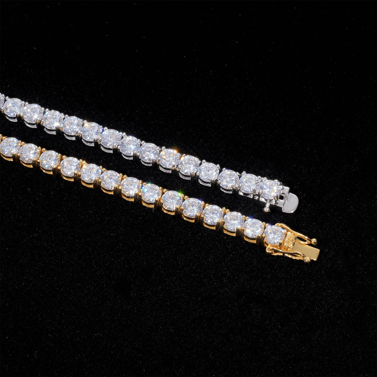 GL3MM 4MM 5A+ Diamond Tennis Chain 14K Gold Plated