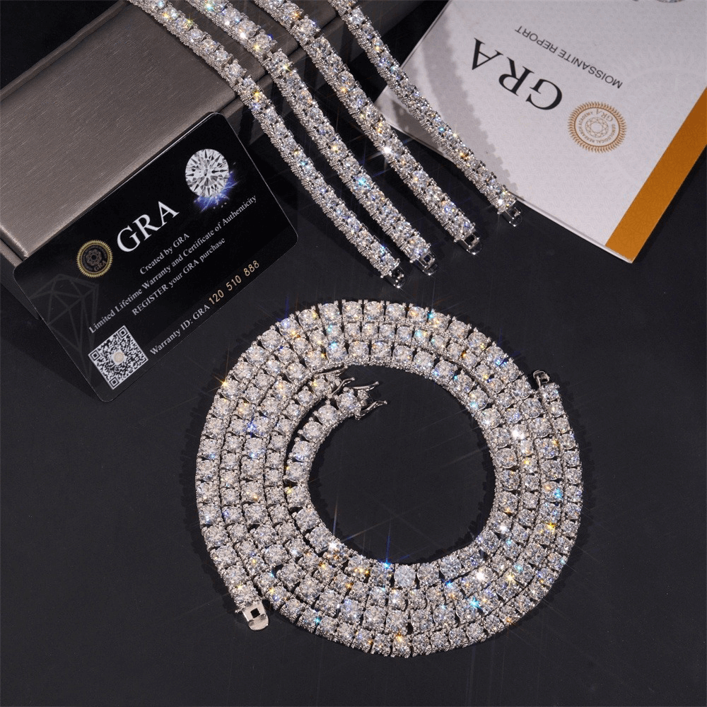 GL 5MM 6.5MM Full Moissanite Necklace Tennis Chain