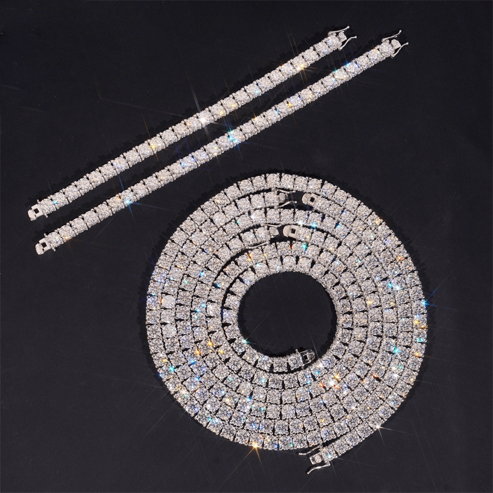 GL 5MM 6.5MM S925 Silver Full Moissanite Necklace Tennis Chain Secondary image