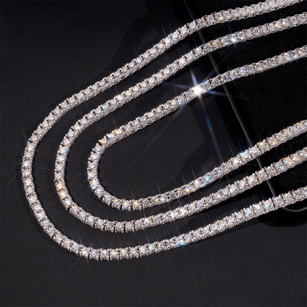GL 5MM 6.5MM S925 Silver Full Moissanite Necklace Tennis Chain