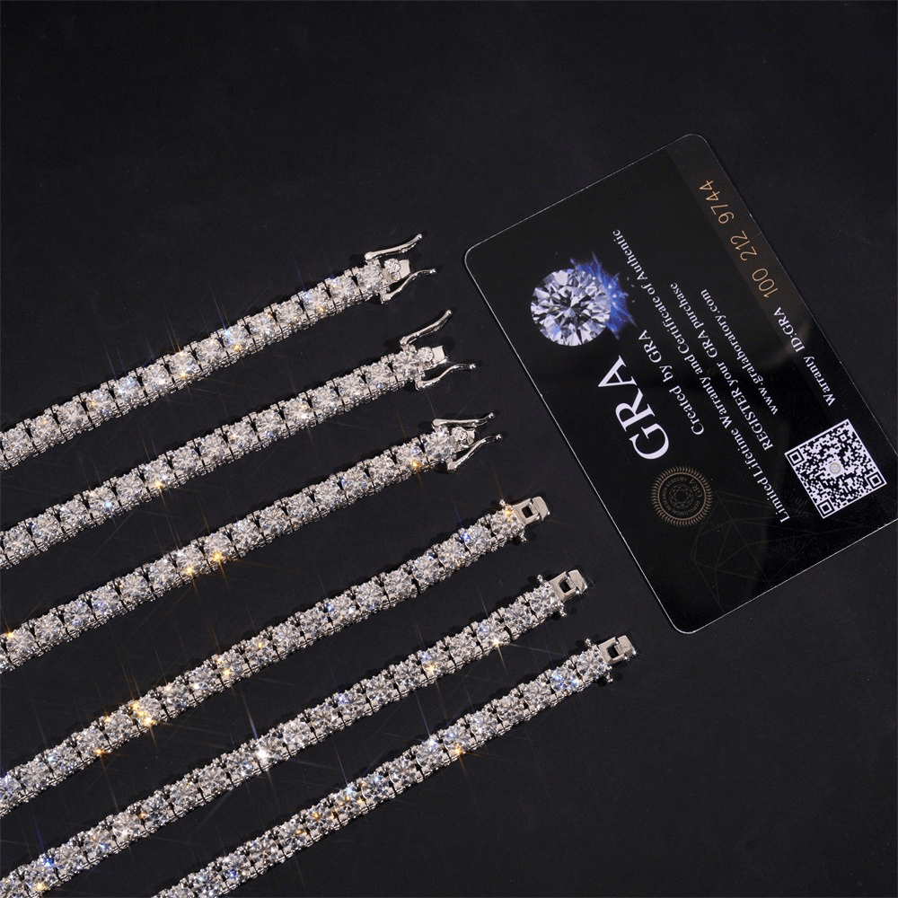 GL 5MM 6.5MM S925 Silver Full Moissanite Necklace Tennis Chain
