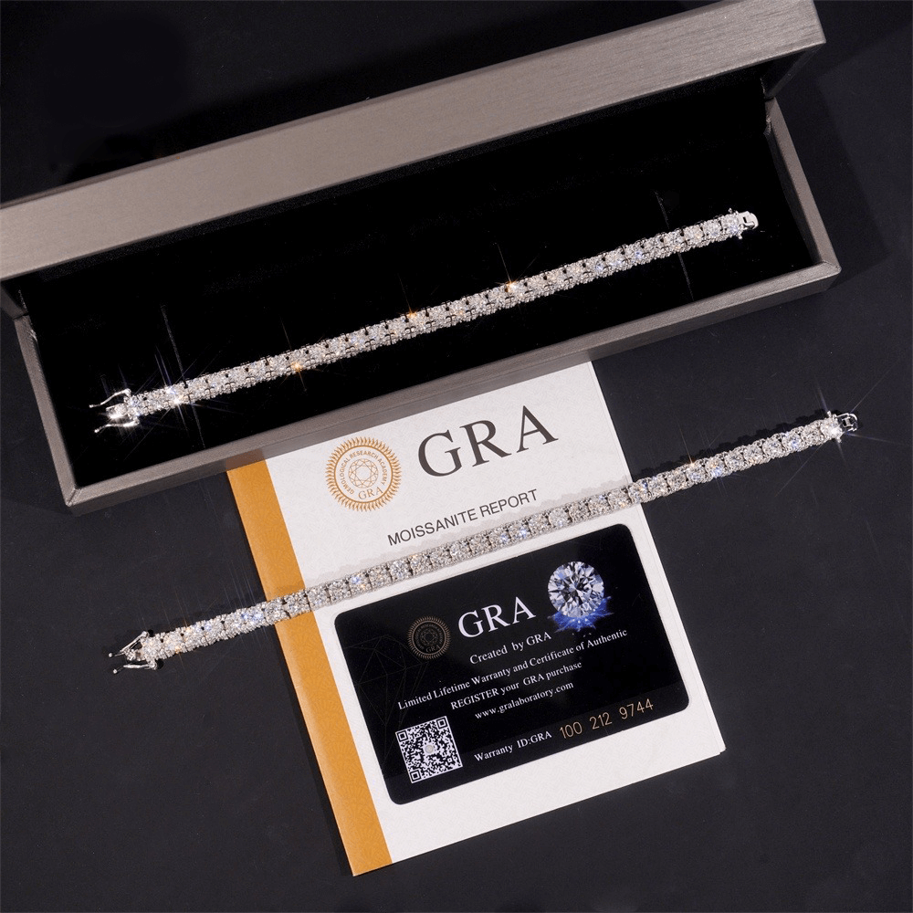 GL 5MM 6.5MM S925 Silver Full Moissanite Necklace Tennis Chain
