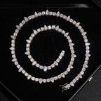 S925 5MM Round&Pear VVS Moissanite Cluster Tennis Chain Necklace
