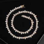 S925 5MM Round&Pear VVS Moissanite Cluster Tennis Chain Necklace