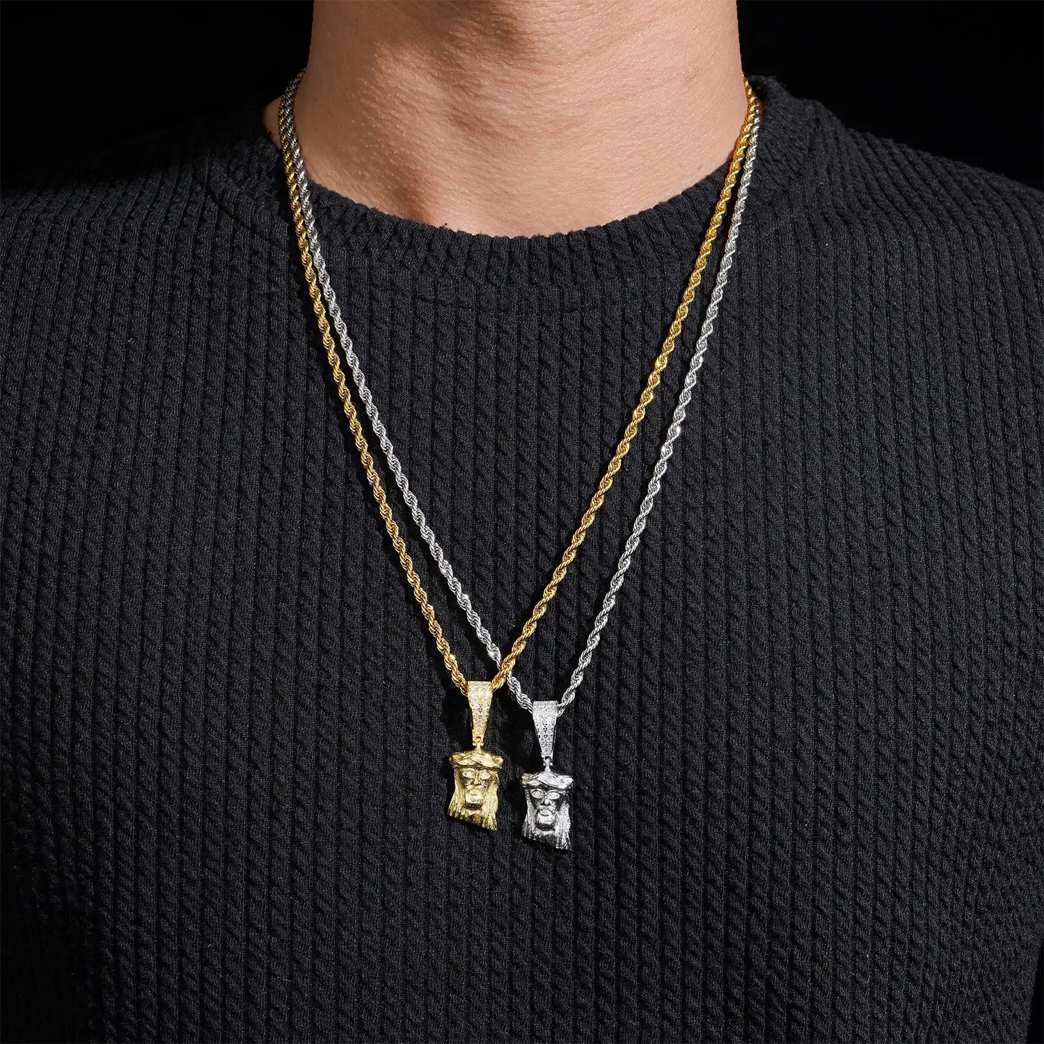 GL 18k Gold Plated Silver Miossanite Diamonds Jesus Pendant