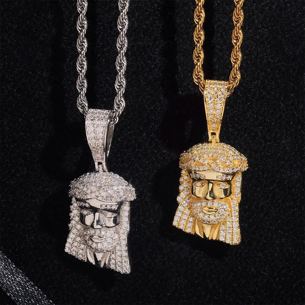 Iced Out Silver VVS Moissanite Jesus Pendant Image secondaire du produit