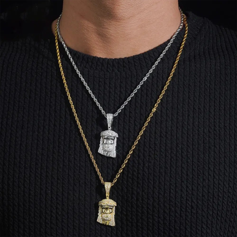 Iced Out Silver VVS Moissanite Jesus Pendant
