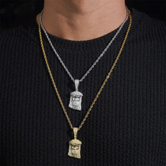 Iced Out Silver VVS Moissanite Jesus Pendant