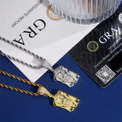 GL Silver VVS Moissanite Jesus Piece Pendant