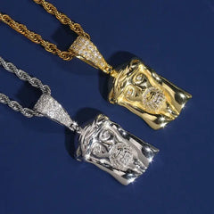 GL Silver VVS Moissanite Jesus Piece Pendant