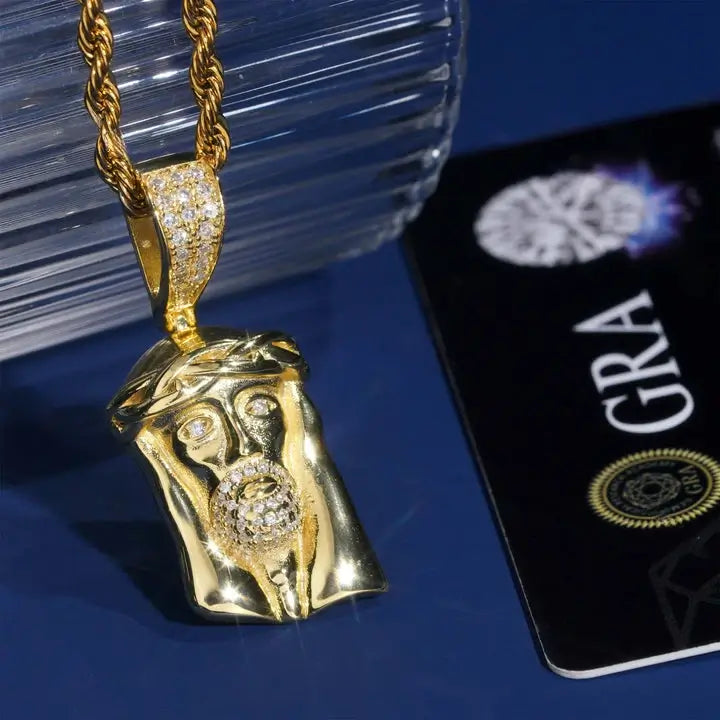 GL Silver VVS Moissanite Jesus Piece Pendant Secondary image