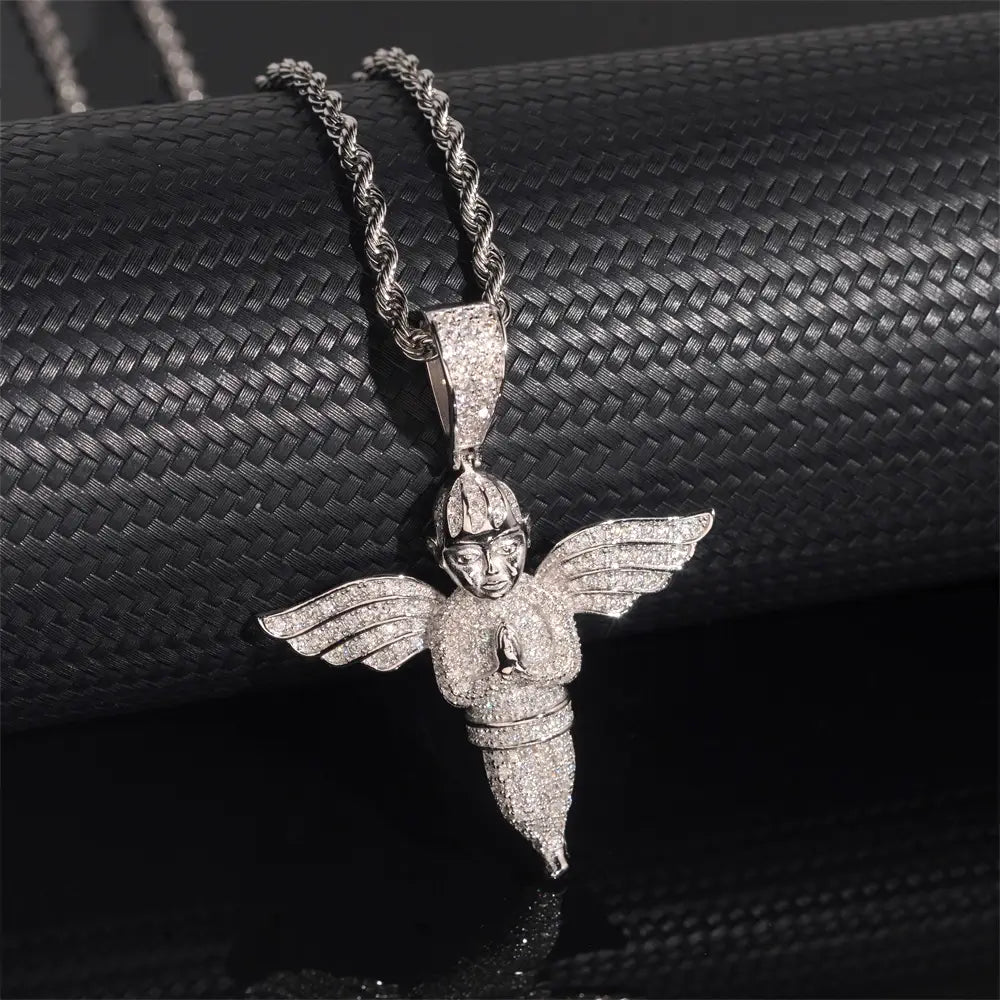 Angel Wing S925 Silver VVS Moissanite Pendant Immagine secondaria del prodotto