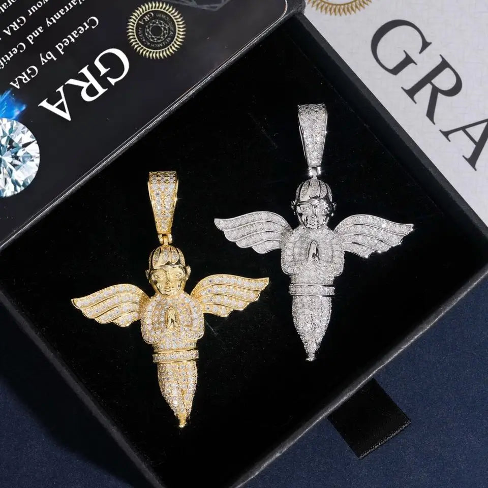 Angel Wing S925 Silver VVS Moissanite Pendant