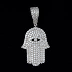 GL Eyes Hand of Fatima Hip Hop Jewelry S925 Silver Moissanite Pendant