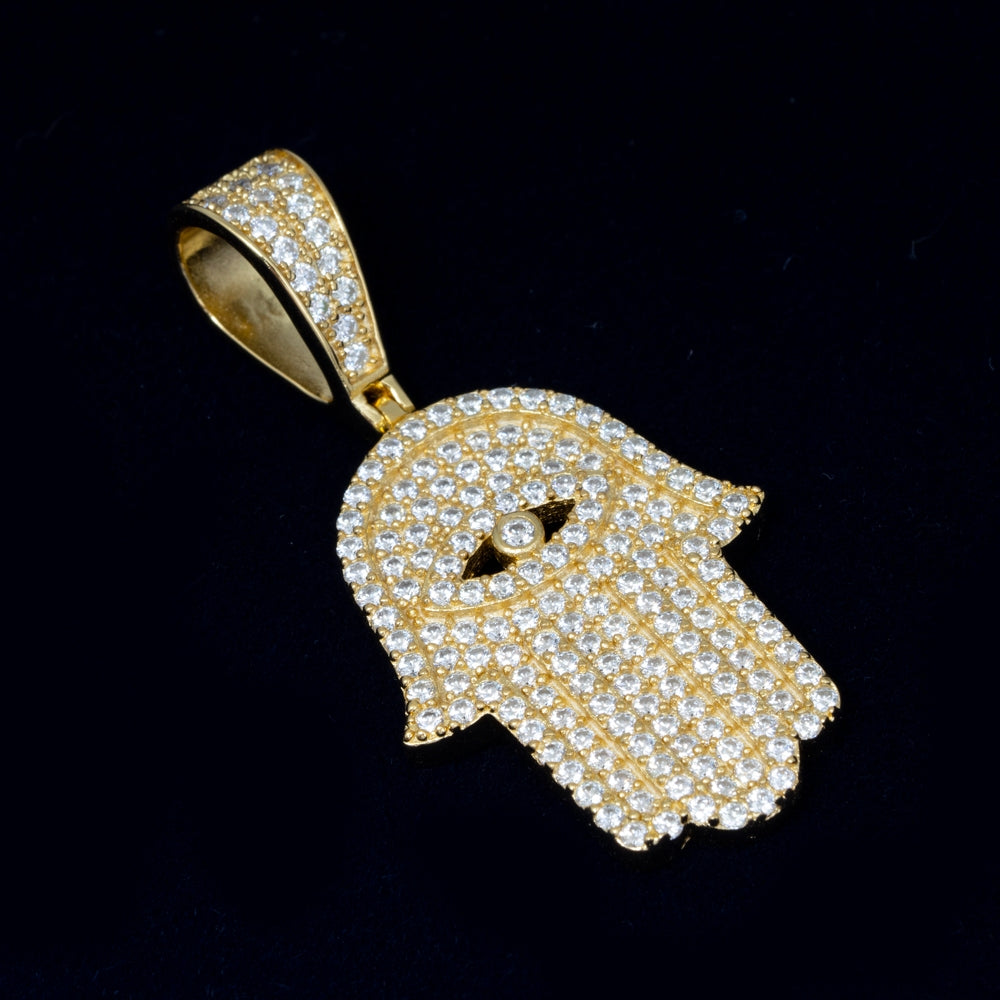 GL Eyes Hand of Fatima Hip Hop Jewelry S925 Silver Moissanite Pendant