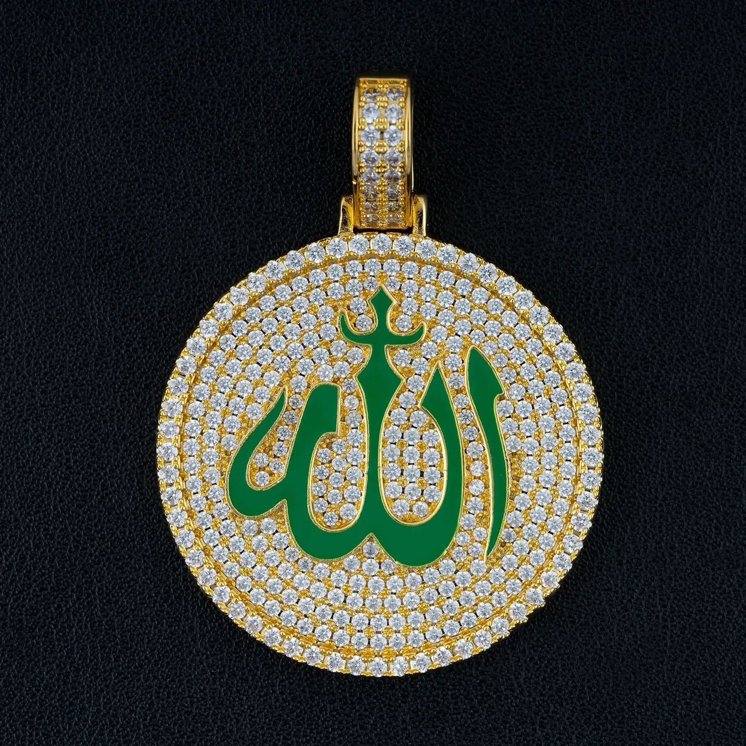 Divine Allah Round Medallion VVS Moissanite Diamond Pendant