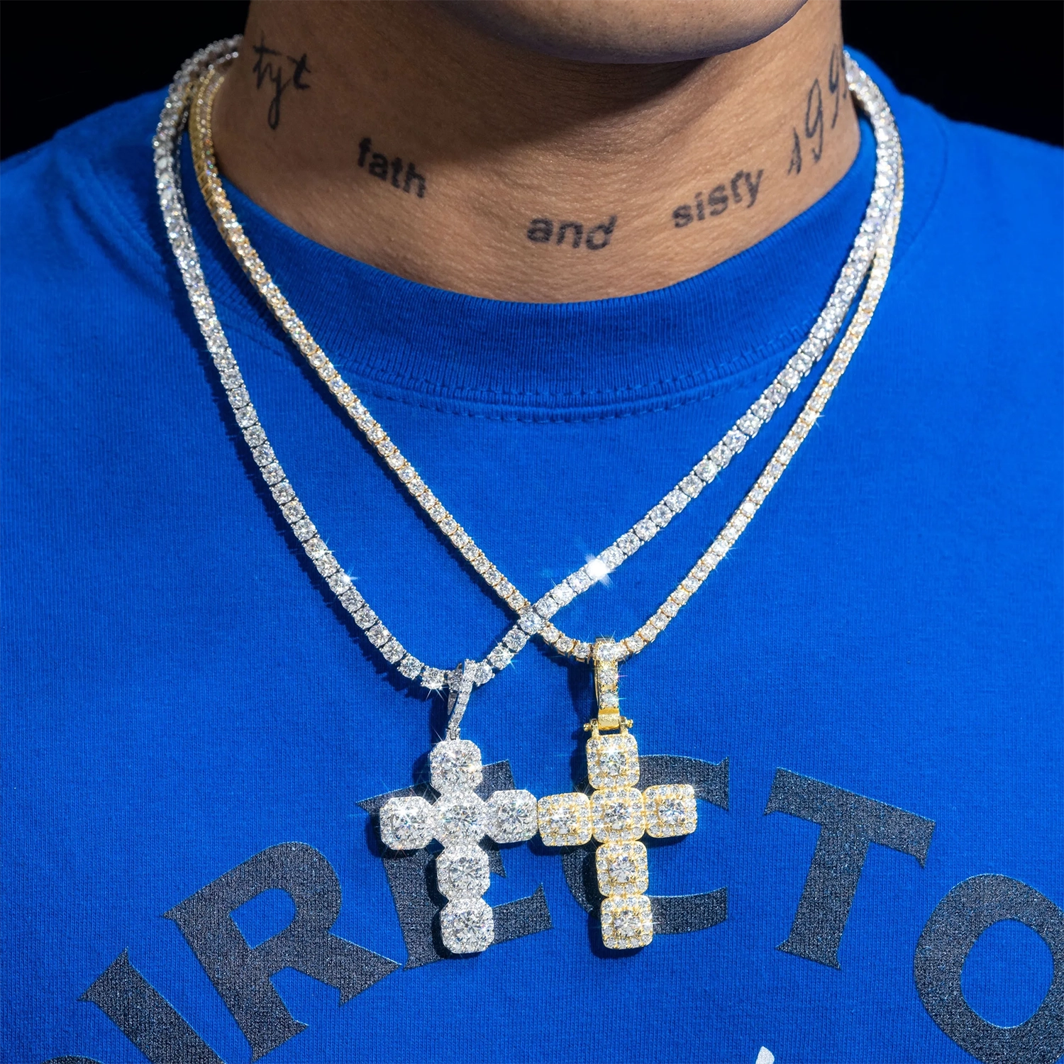 GL Hip Hop Ice Out VVS Moissanite Cross pendant Main image