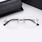 GL Hip-Hop Rimless Sunglasses H Bridge VVS Moissanite Inlay & Multicolor Lenses Metal Arms