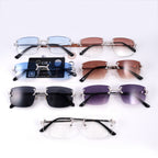 GL Hip-Hop Rimless Sunglasses H Bridge VVS Moissanite Inlay & Multicolor Lenses Metal Arms