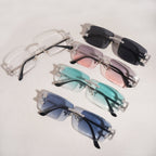GL Hip-Hop Rimless Sunglasses VVS Moissanite Inlay Metal Arms & Multicolor Lenses