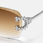 GL Hip-Hop Rimless Sunglasses VVS Moissanite Inlay Metal Arms & Multicolor Lenses