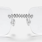 GL Hip-Hop Rimless Sunglasses VVS Moissanite Inlay Metal Arms & Multicolor Lenses