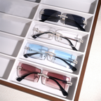 GL Hip-Hop Rimless Sunglasses VVS Moissanite Inlay Bridge & Multicolor Lenses Moissanite Metal Arms