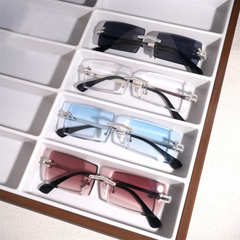 GL Hip-Hop Rimless Sunglasses VVS Moissanite Inlay Bridge & Multicolor Lenses Moissanite Metal Arms